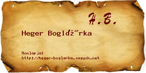 Heger Boglárka névjegykártya